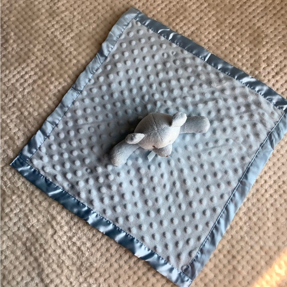 Pro Goleem Blue Plush Bear Lovey Security Blanket With Satin Trim - Picture 2 of 5